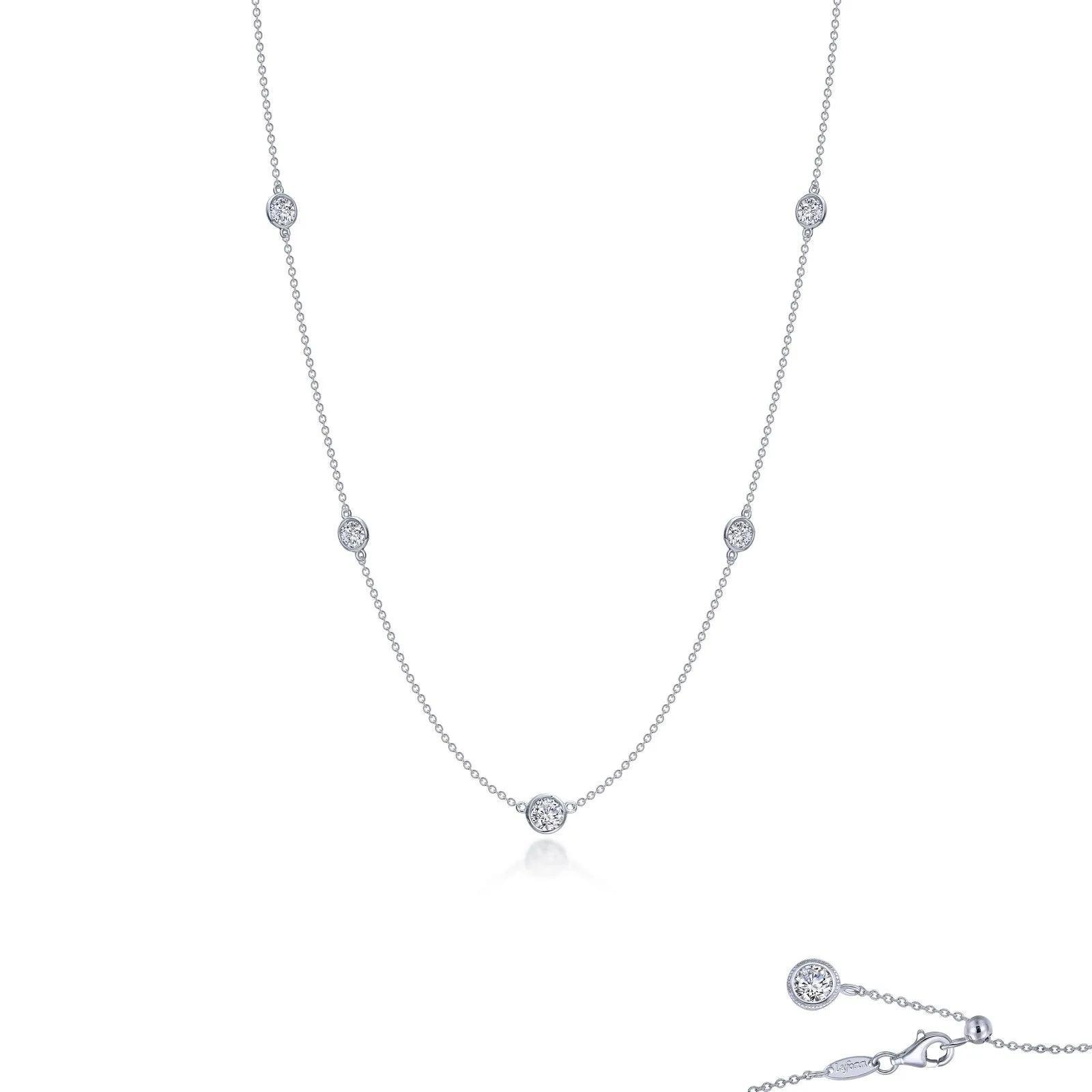 Bezel-set Station Necklace N0309CLP20
