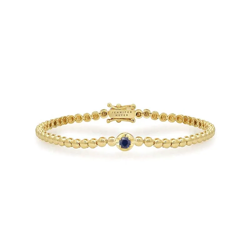 Bezel Tennis Bracelet With Illusion Set Blue Sapphire Center