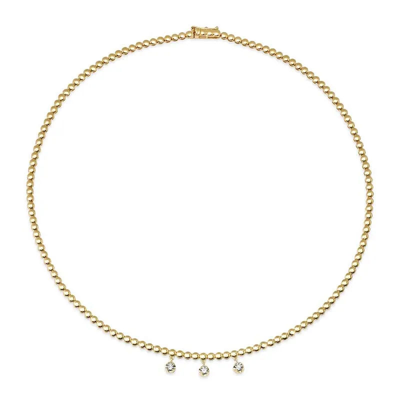 Bezel Tennis Necklace With 3 Medium Illusion Set Diamonds