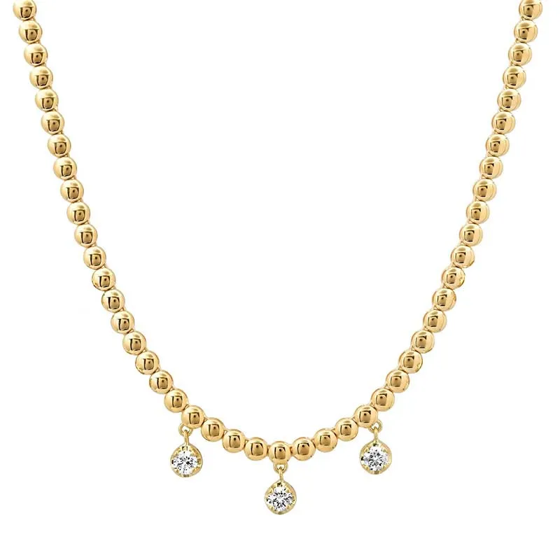 Bezel Tennis Necklace With 3 Medium Illusion Set Diamonds