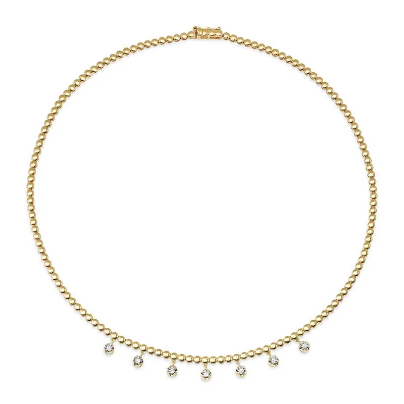 Bezel Tennis Necklace With 7 Medium Illusion Set Diamonds