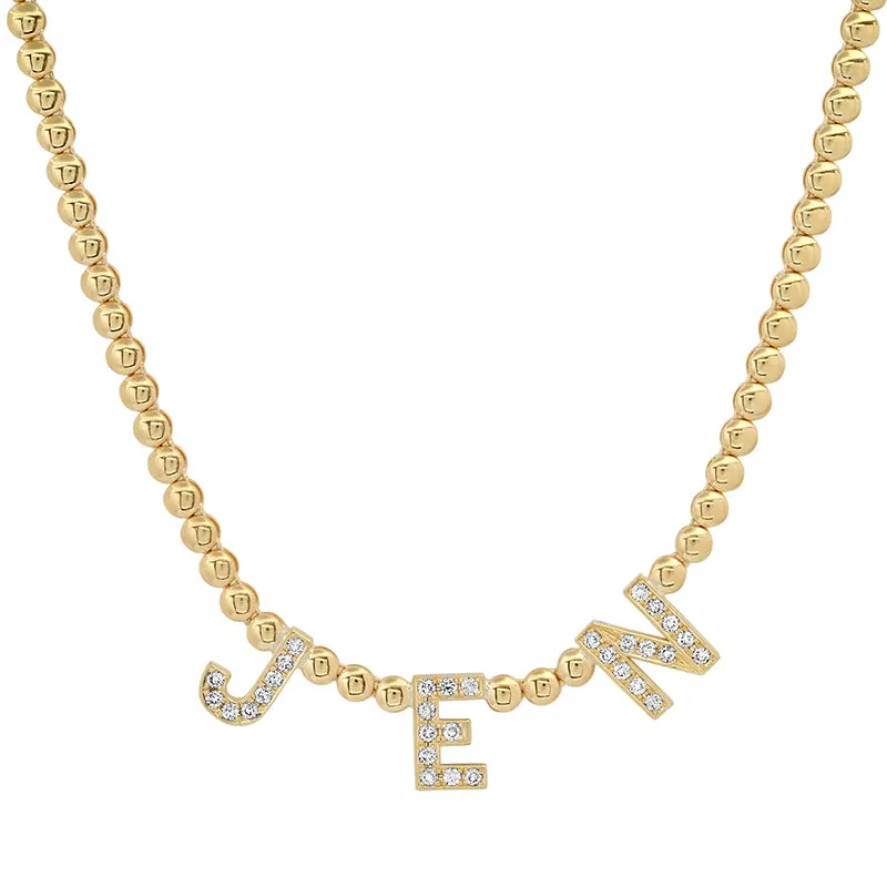 Bezel Tennis Necklace with Custom Diamond Word Accent