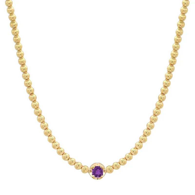 Bezel Tennis Necklace with Illusion Set Amethyst Accent