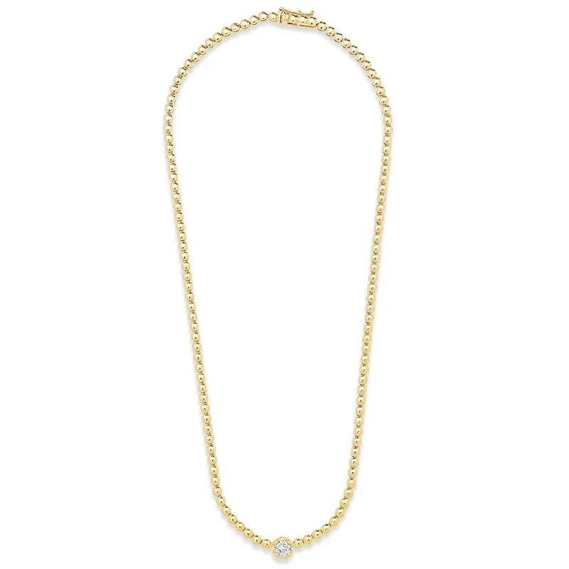 Bezel Tennis Necklace with Illusion Set Diamond Accent