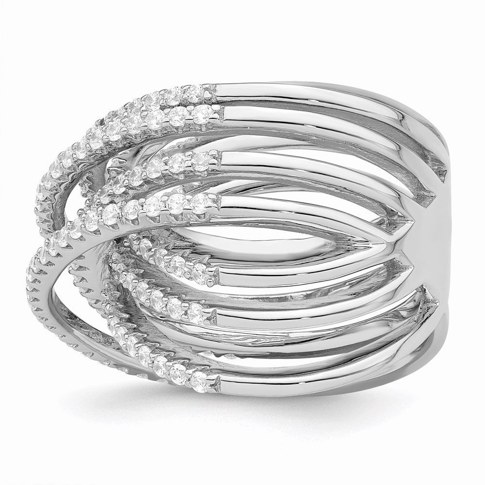 Brilliant Embers Sterling Silver Rhodium-plated 159 Stone Micro Pav CZ Ring