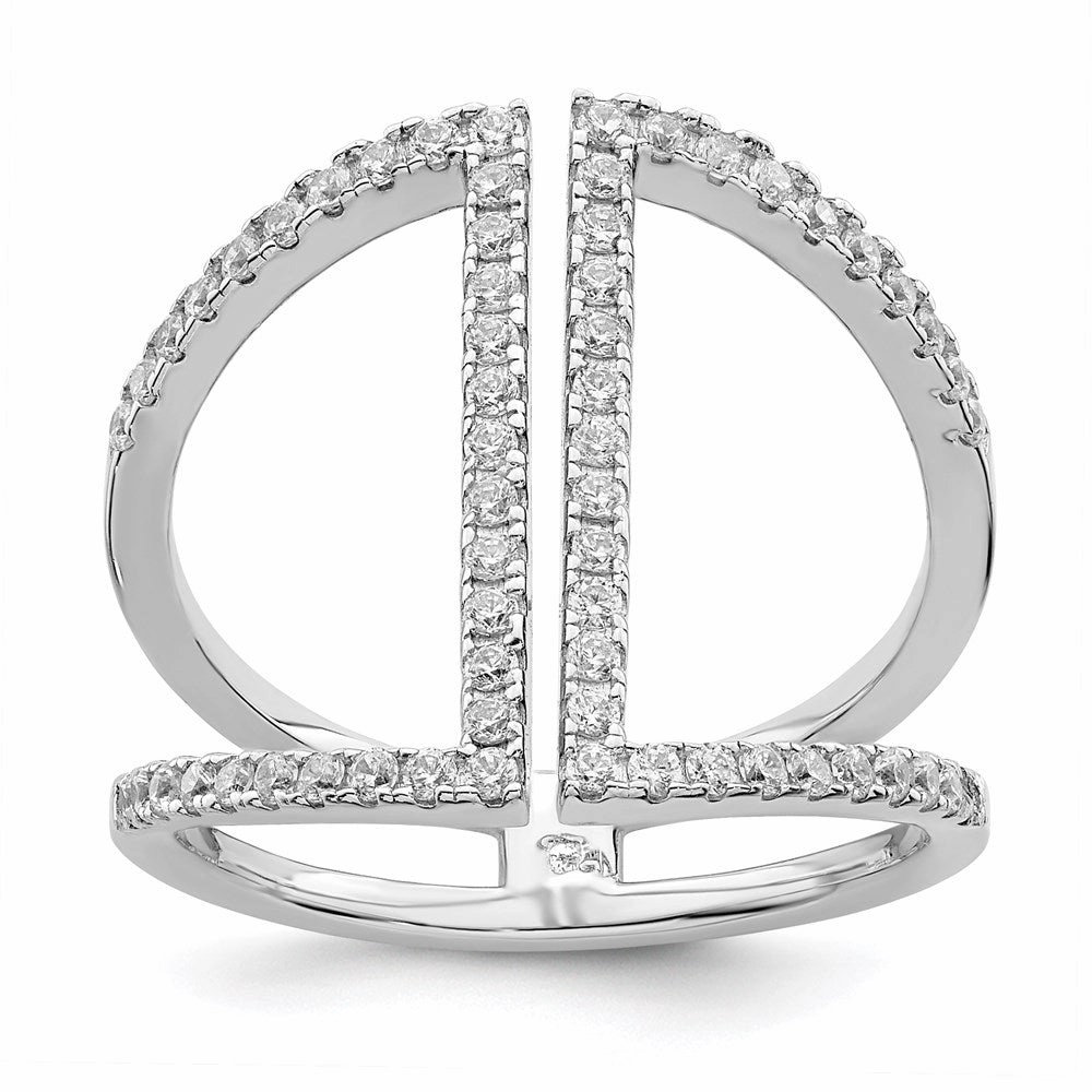 Brilliant Embers Sterling Silver Rhodium-plated 62 Stone Micro Pav CZ Ring