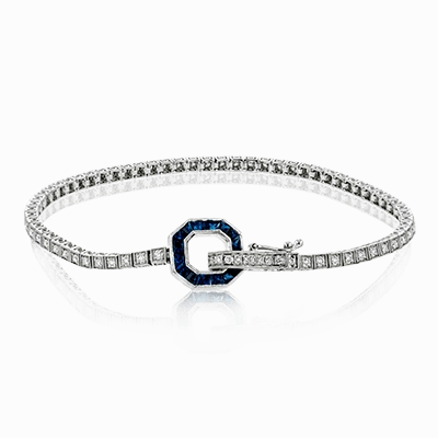 Buckle Bracelet in 18k Gold with Diamonds & Sapphires MB1731 WHITE 18K X