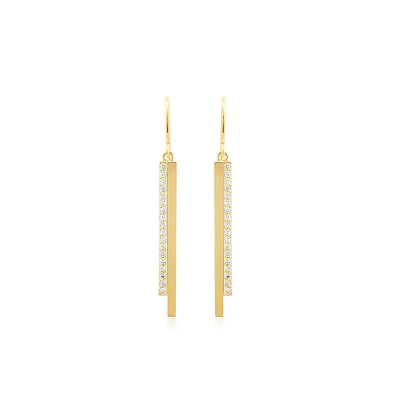 Cascading Double Stick Earrings with Diamond Accent