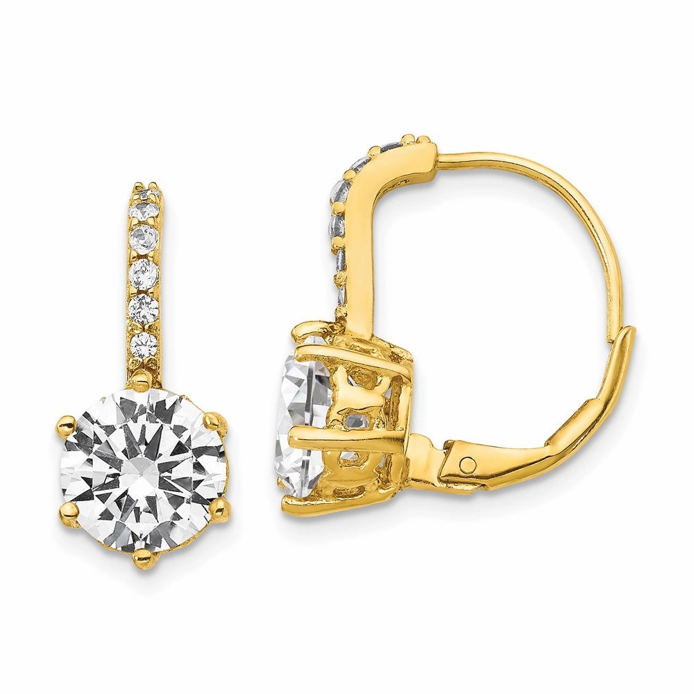 Cheryl M Sterling Silver Gold-plated Brilliant-cut CZ Leverback Earrings