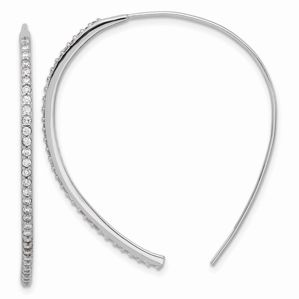 Cheryl M Sterling Silver Rhodium-plated Brilliant-cut CZ Threader Earrings