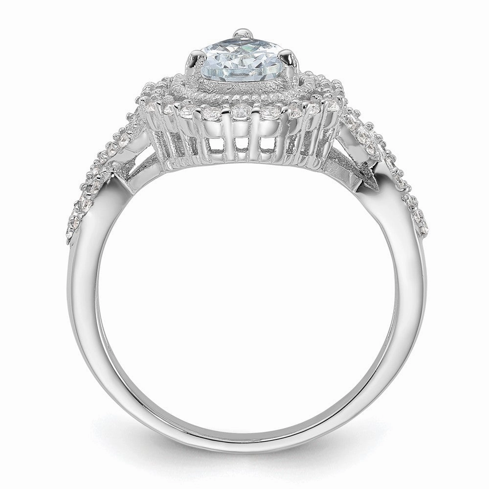 Cheryl M Sterling Silver Rhodium-plated Fancy Brilliant-cut Teardrop CZ Ring