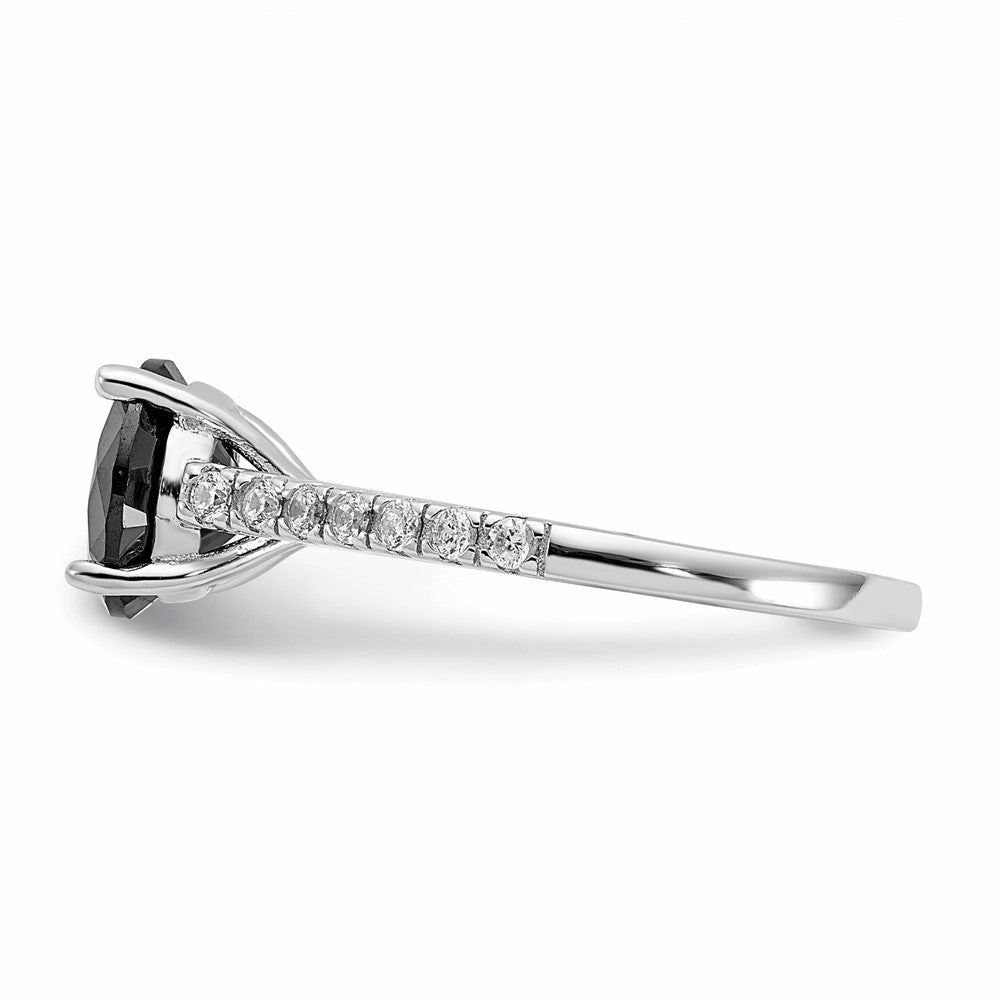 Cheryl M Sterling Silver Rhodium-plated Polished Black and White CZ Ring