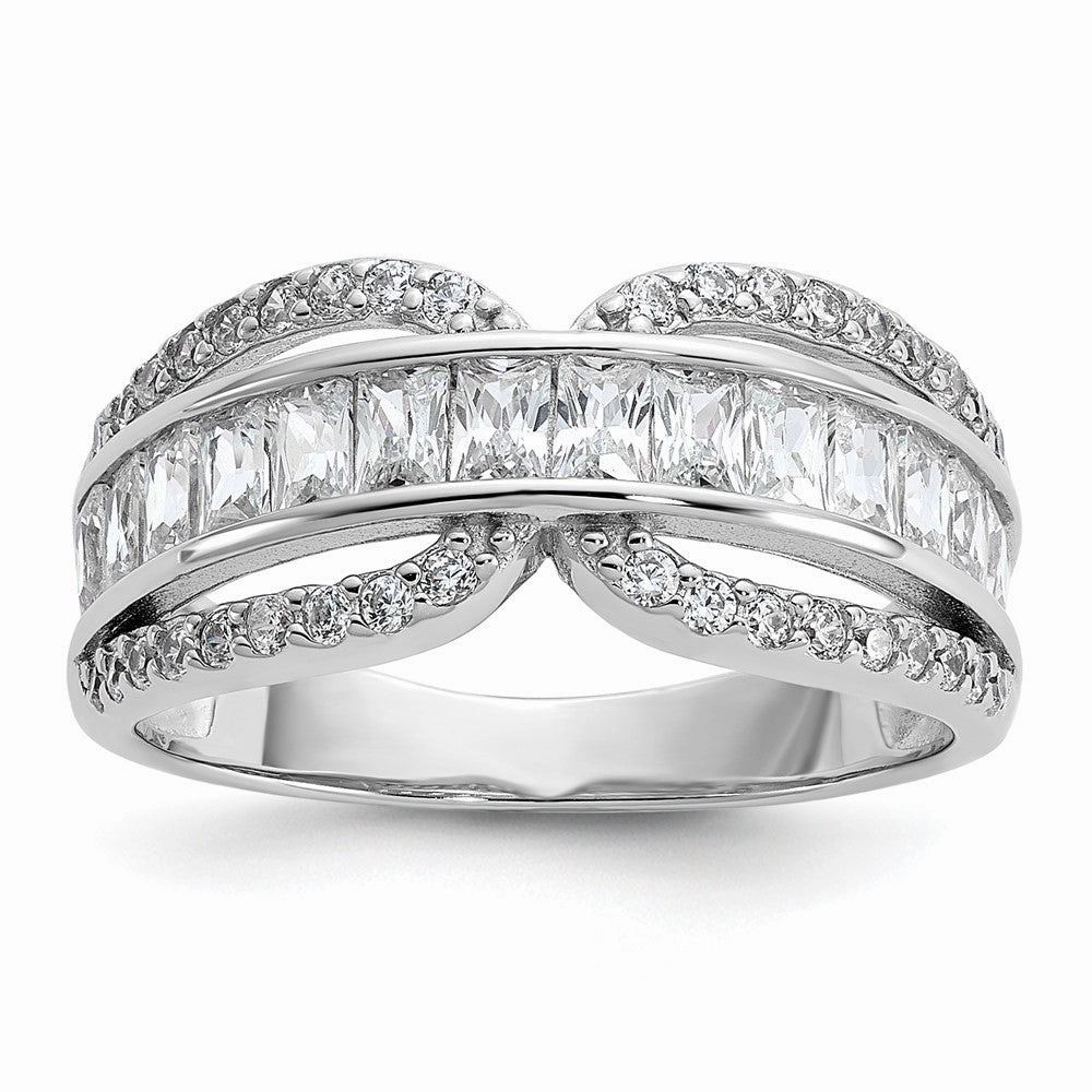 Cheryl M Sterling Silver Rhodium-plated Polished Fancy CZ Ring