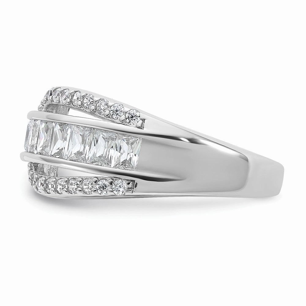 Cheryl M Sterling Silver Rhodium-plated Polished Fancy CZ Ring