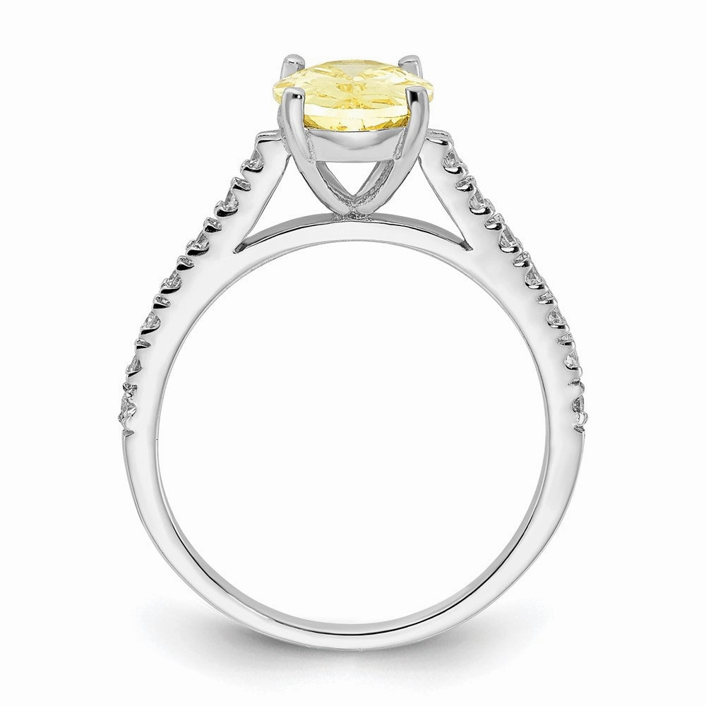 Cheryl M Sterling Silver Rhodium-plated Polished Oval Yellow and White CZ Ring