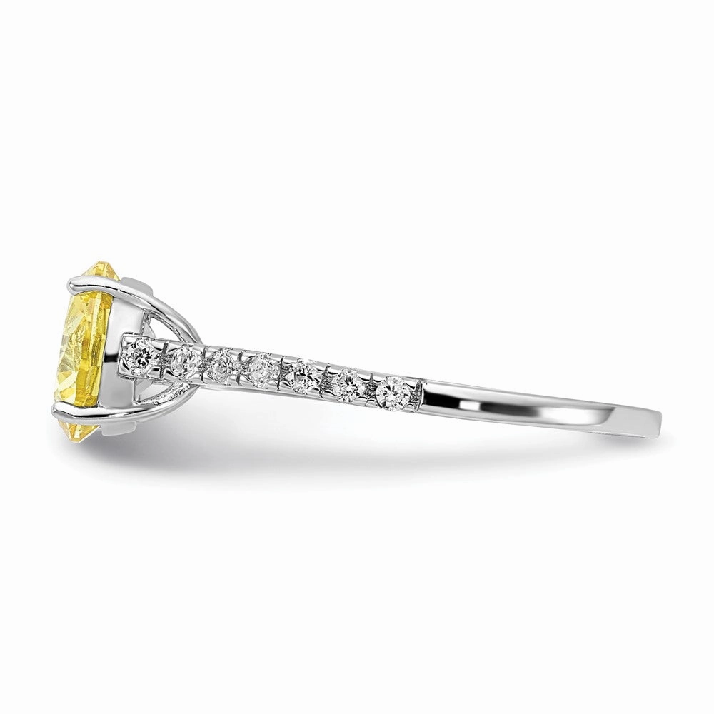 Cheryl M Sterling Silver Rhodium-plated Polished Yellow and White CZ Ring