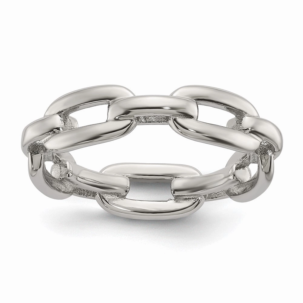 Chisel Stainless Steel Polished 6mm Chain Link Design Ring