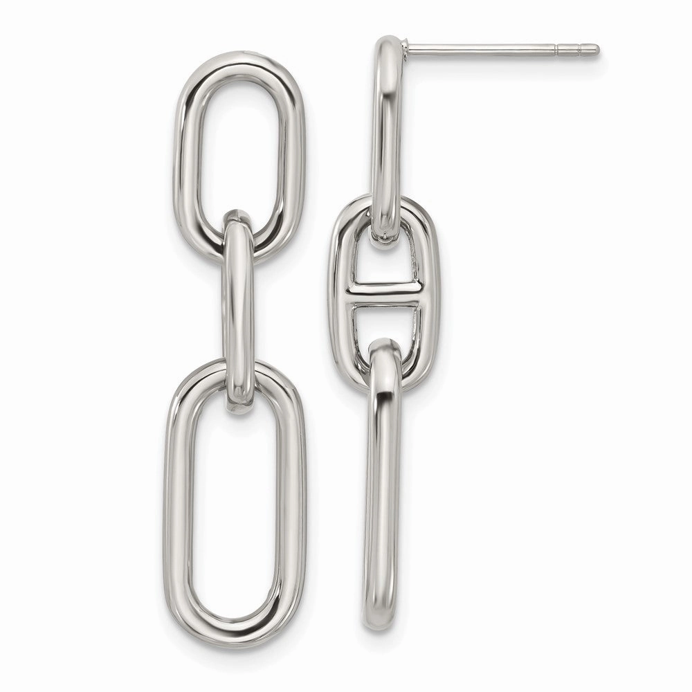 Chisel Stainless Steel Polished 9mm Link Dangle Post Earrings