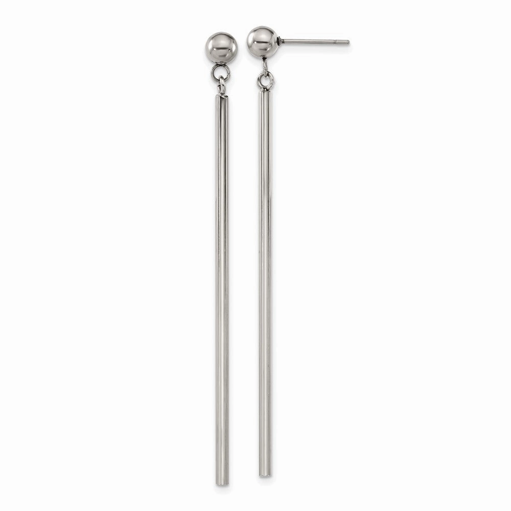 Chisel Stainless Steel Polished Bar Post Dangle Earrings