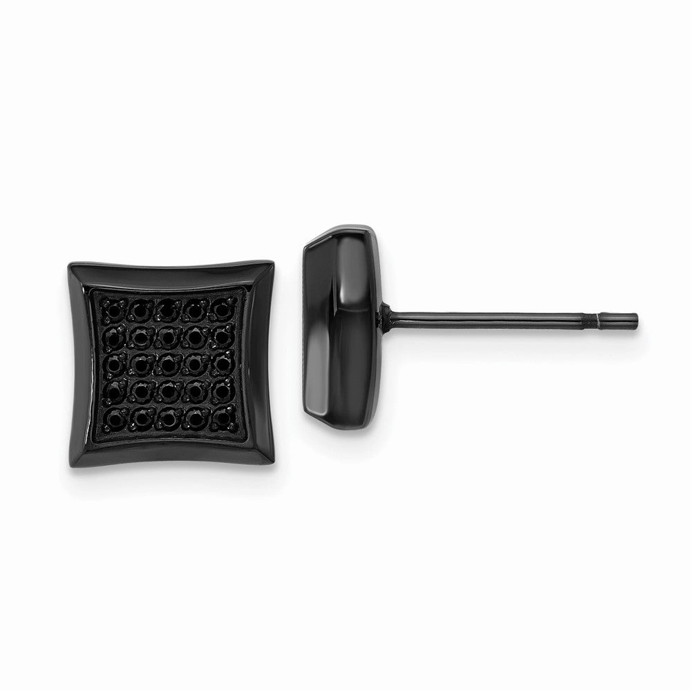 Chisel Stainless Steel Polished Black IP-plated Black 50 CZ Stud Earrings