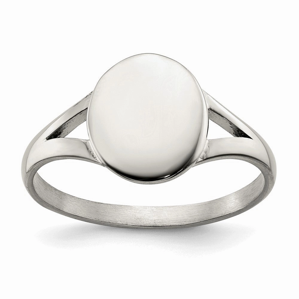 Chisel Stainless Steel Polished Oval Disc Ring