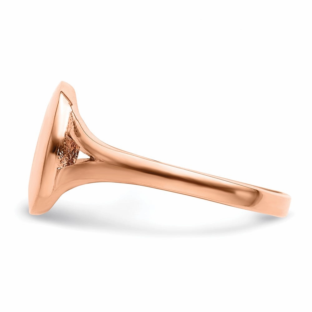 Chisel Stainless Steel Polished Rose IP-plated Oval Disc Ring