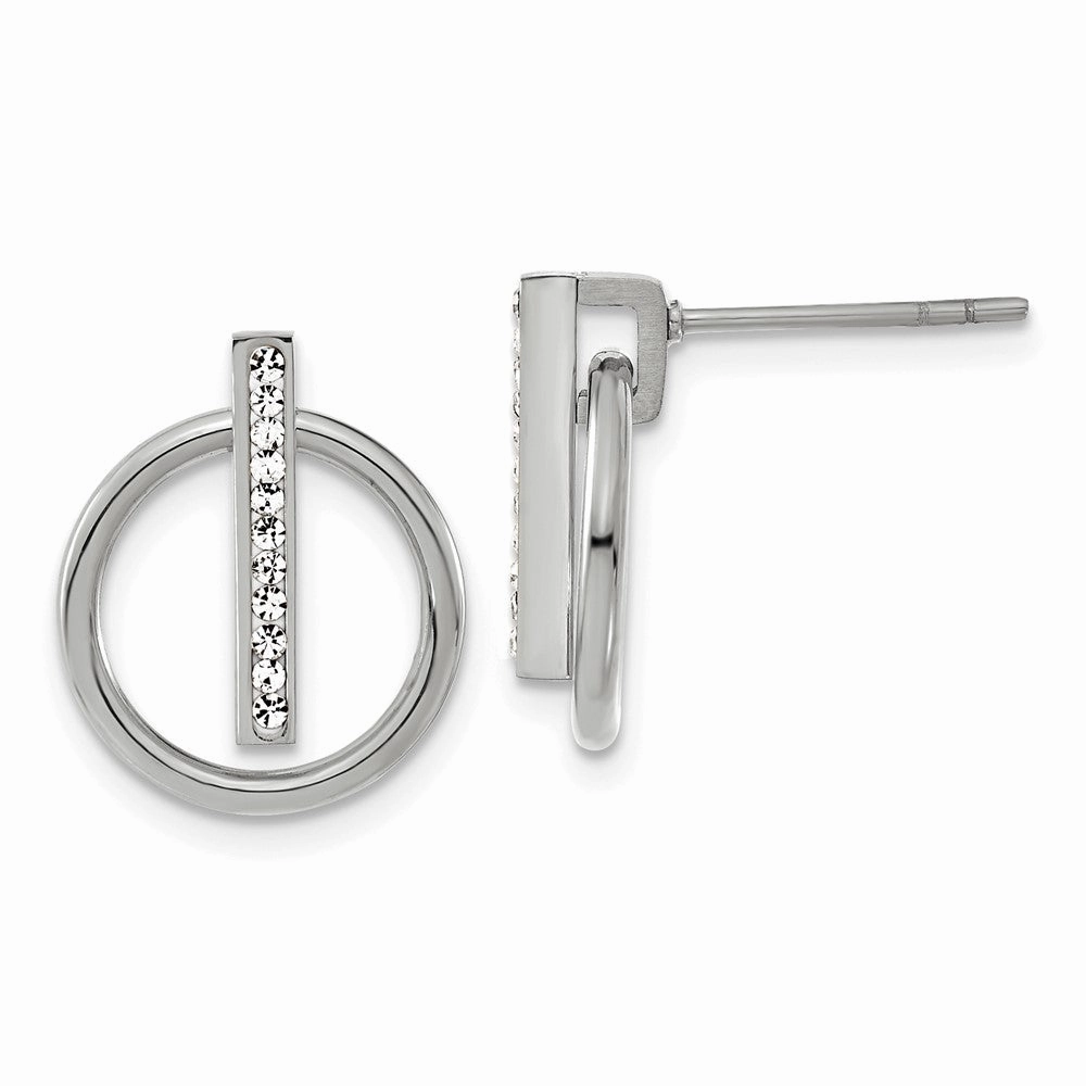 Chisel Stainless Steel Polished with Preciosa Crystal Post Dangle Earrings