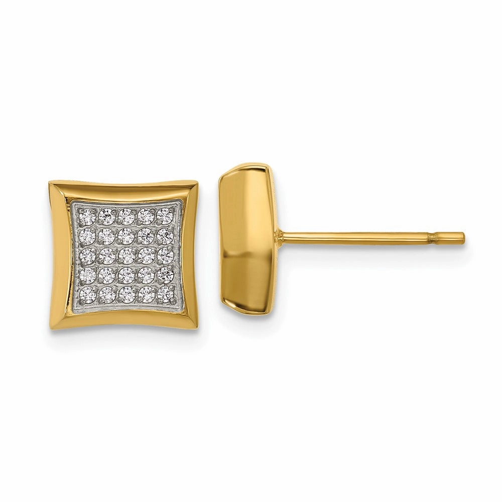 Chisel Stainless Steel Polished Yellow IP-plated 50 CZ Stud Earrings