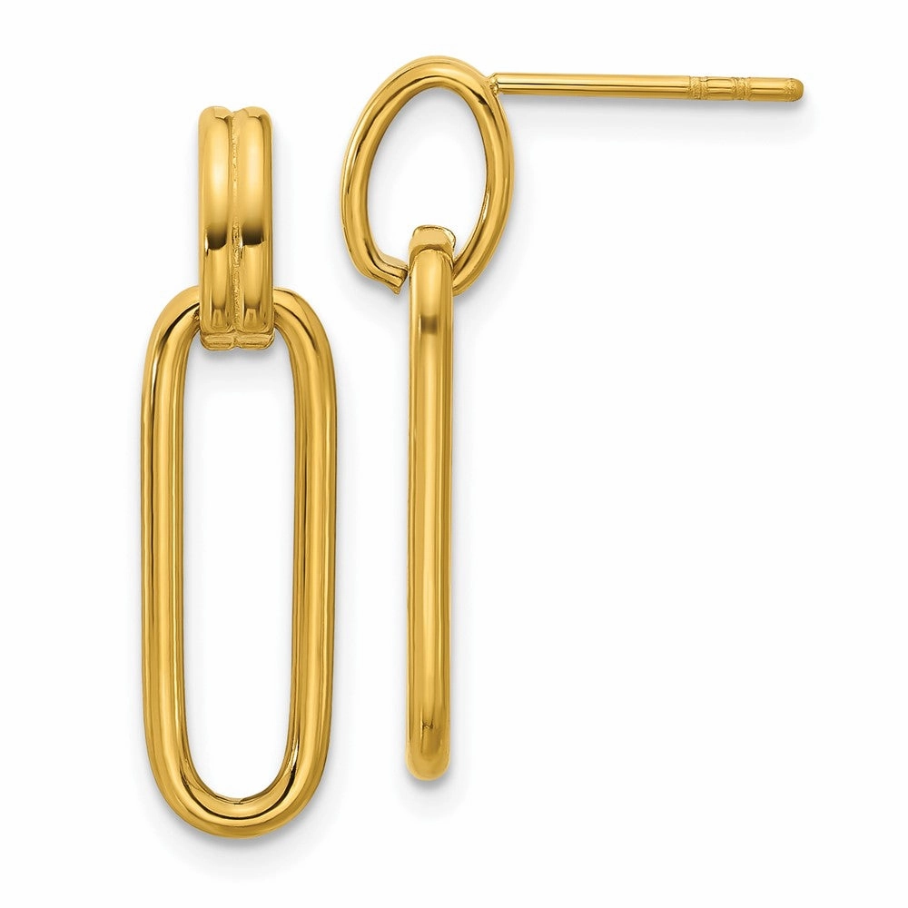 Chisel Stainless Steel Polished Yellow IP-plated Post Dangle Earrings