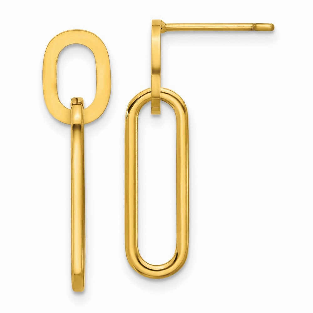 Chisel Stainless Steel Polished Yellow IP-plated Post Dangle Earrings