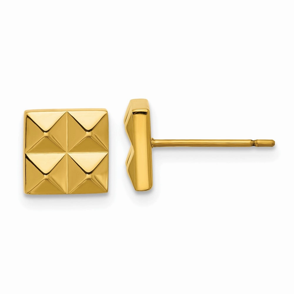 Chisel Stainless Steel Polished Yellow IP-plated Studded Square Post Earrings