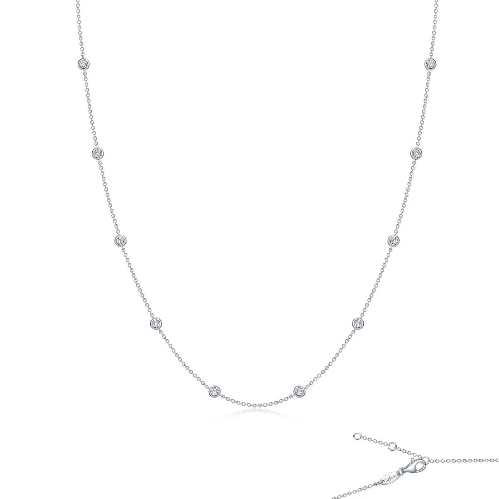Classic Bezel-Set Station Necklace N0008BTP18