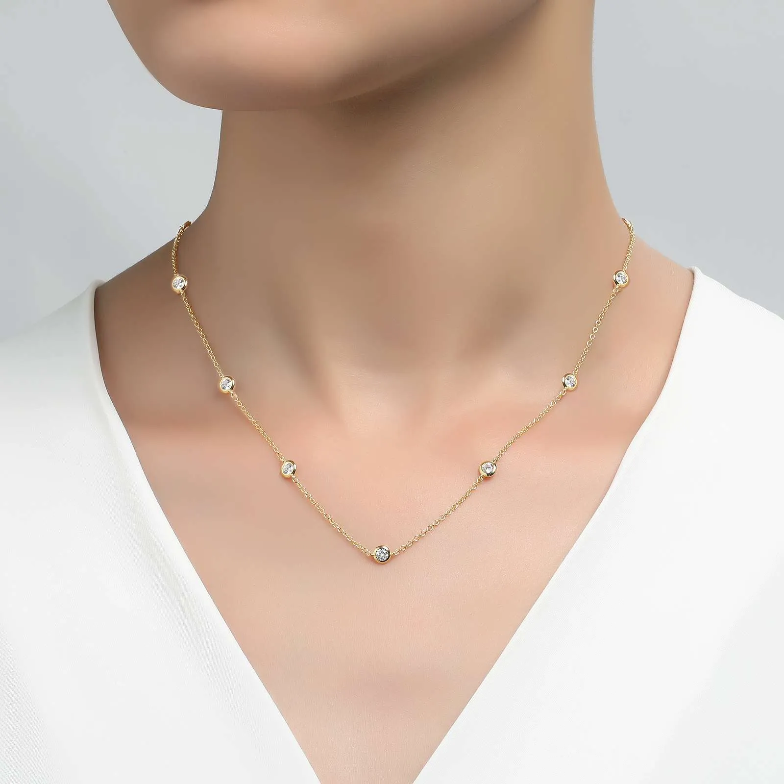 Classic Bezel-Set Station Necklace N0008BTP18