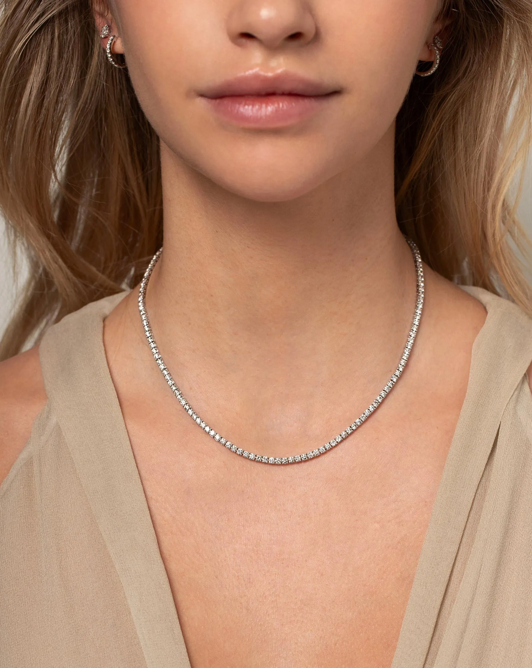 Classic Lab Diamond Tennis Necklace