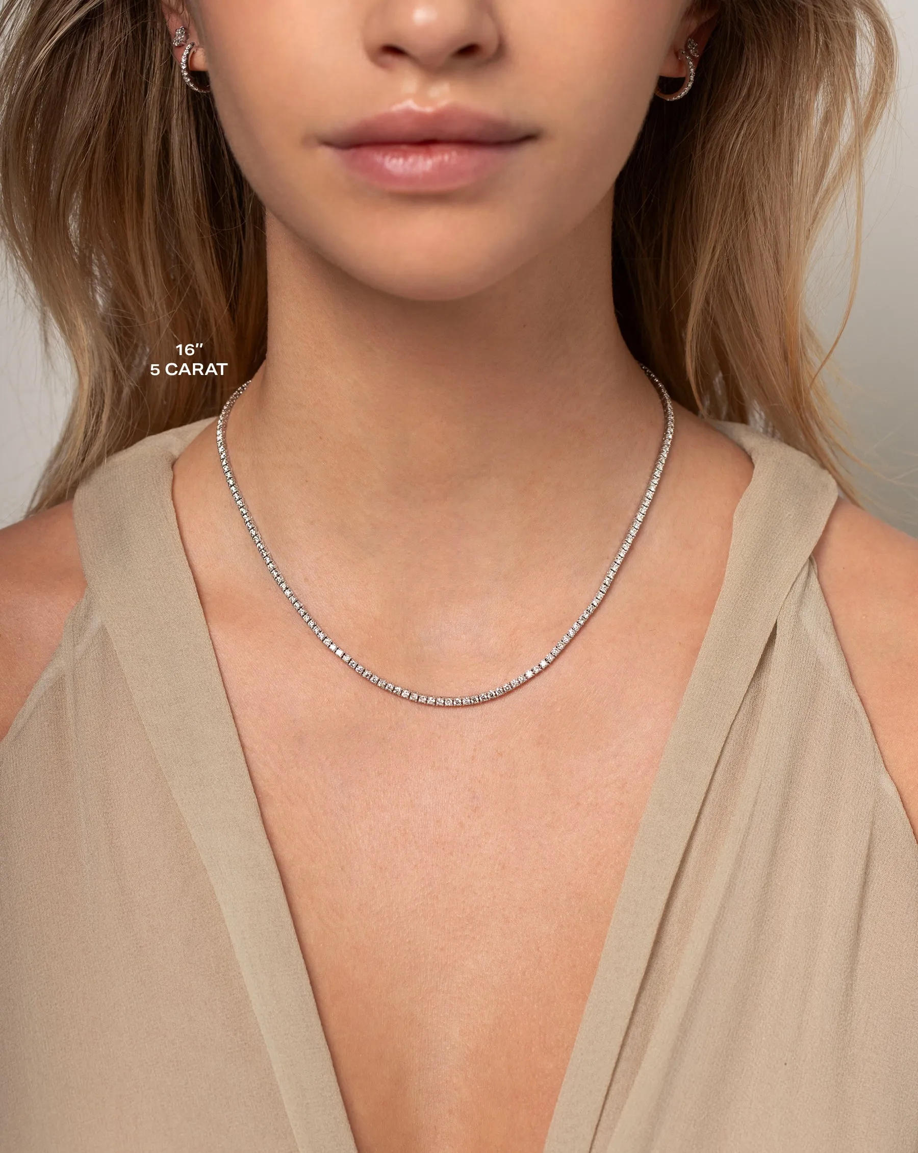 Classic Lab Diamond Tennis Necklace