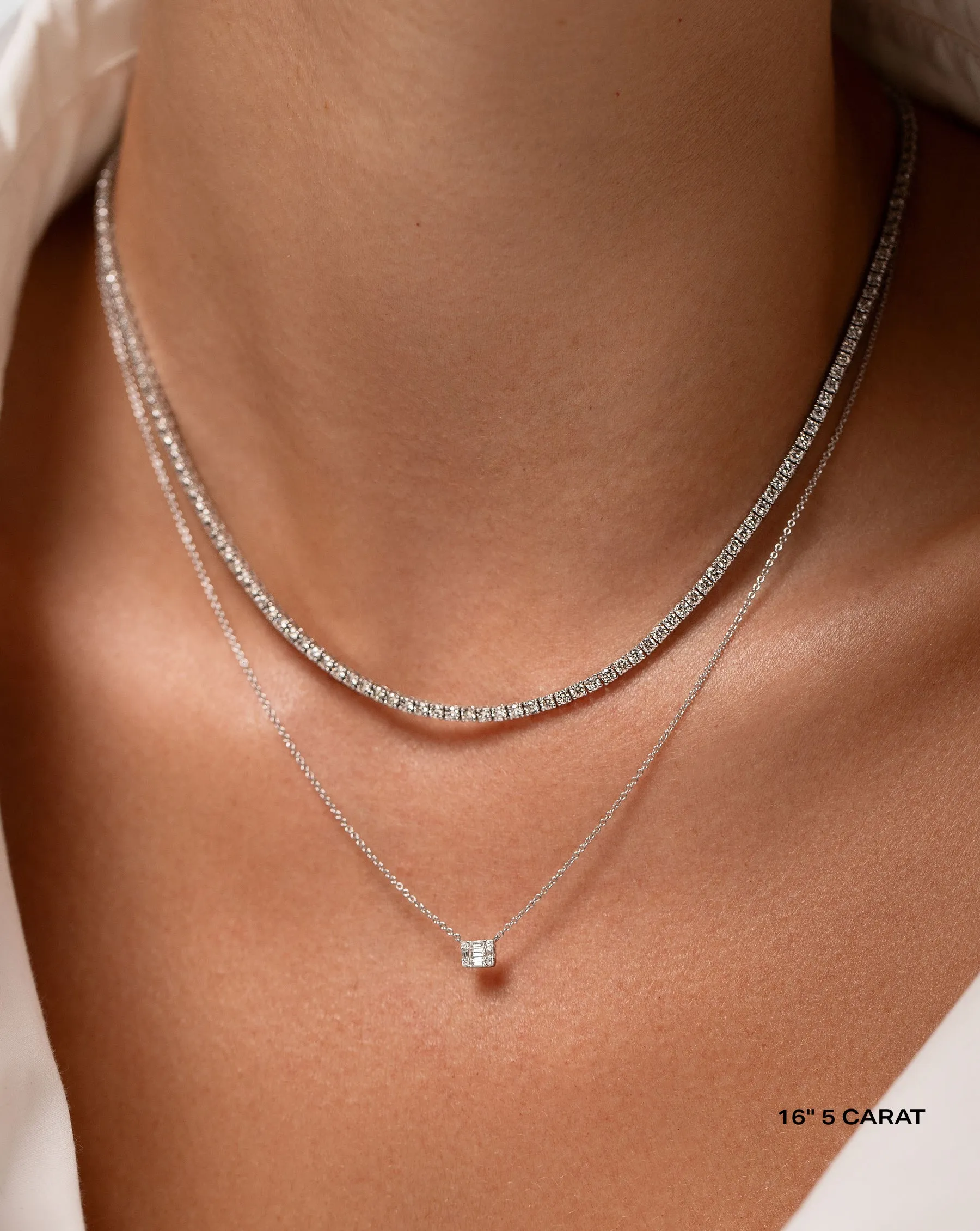 Classic Lab Diamond Tennis Necklace