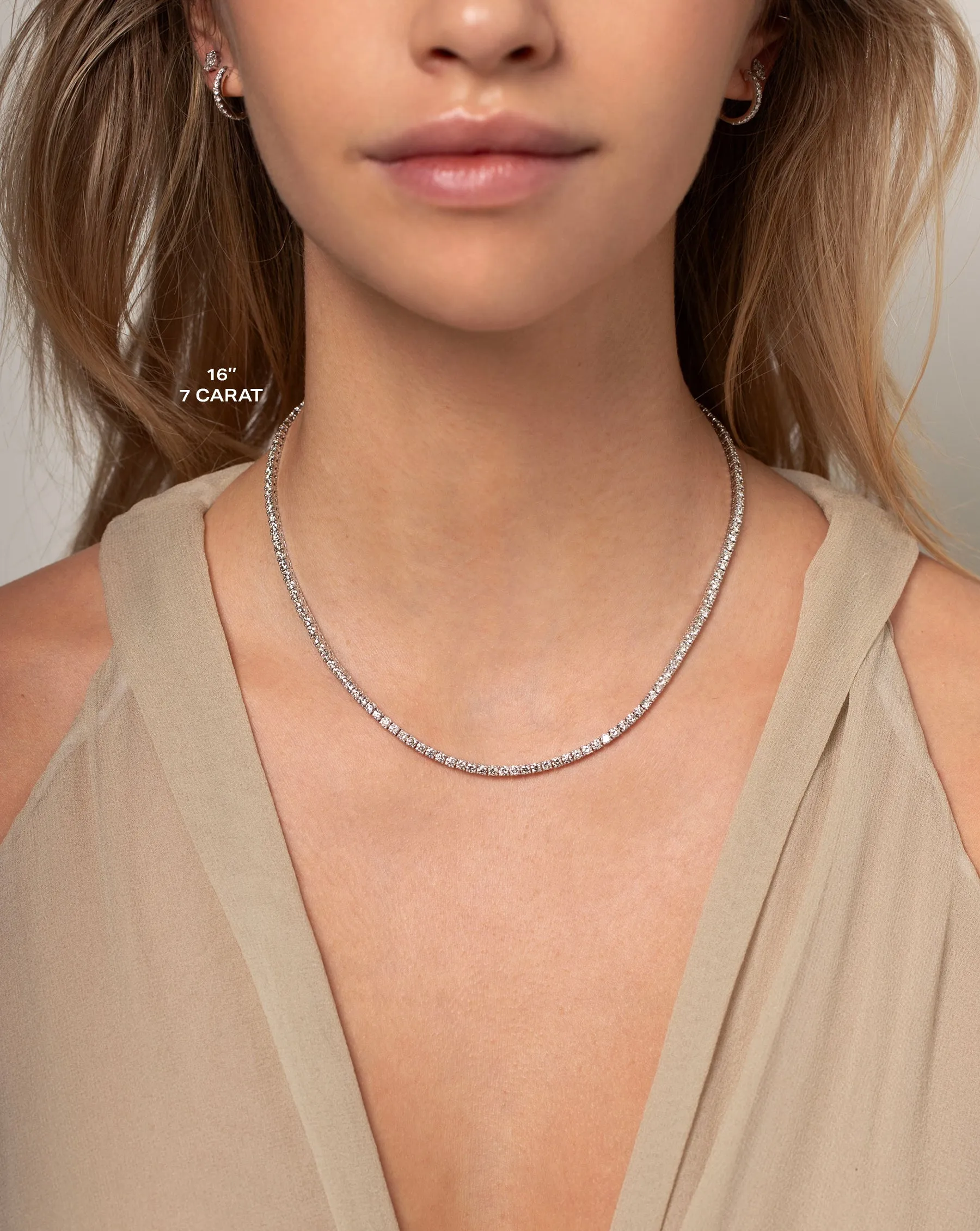 Classic Lab Diamond Tennis Necklace