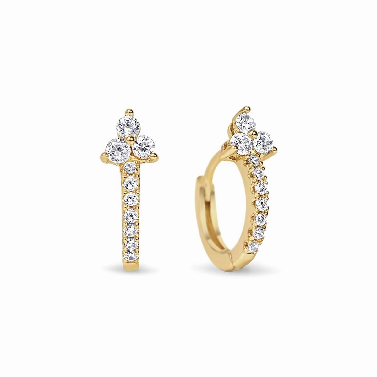 Clover Pav Huggie Earrings
