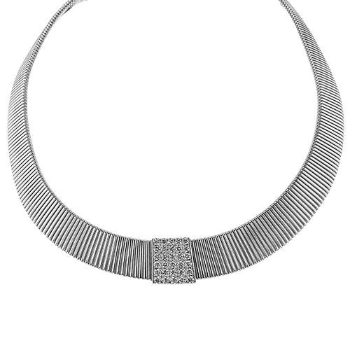Collar Necklace in 18k Gold with Diamonds CN148 WHITE 18K X WHITE