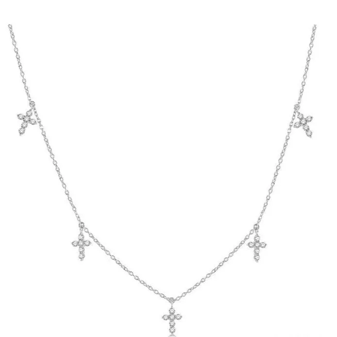 Cross Diamond Station Necklace