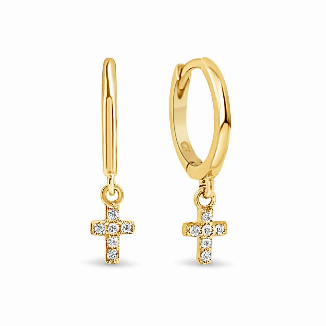 Cross Dangle Huggie Earrings