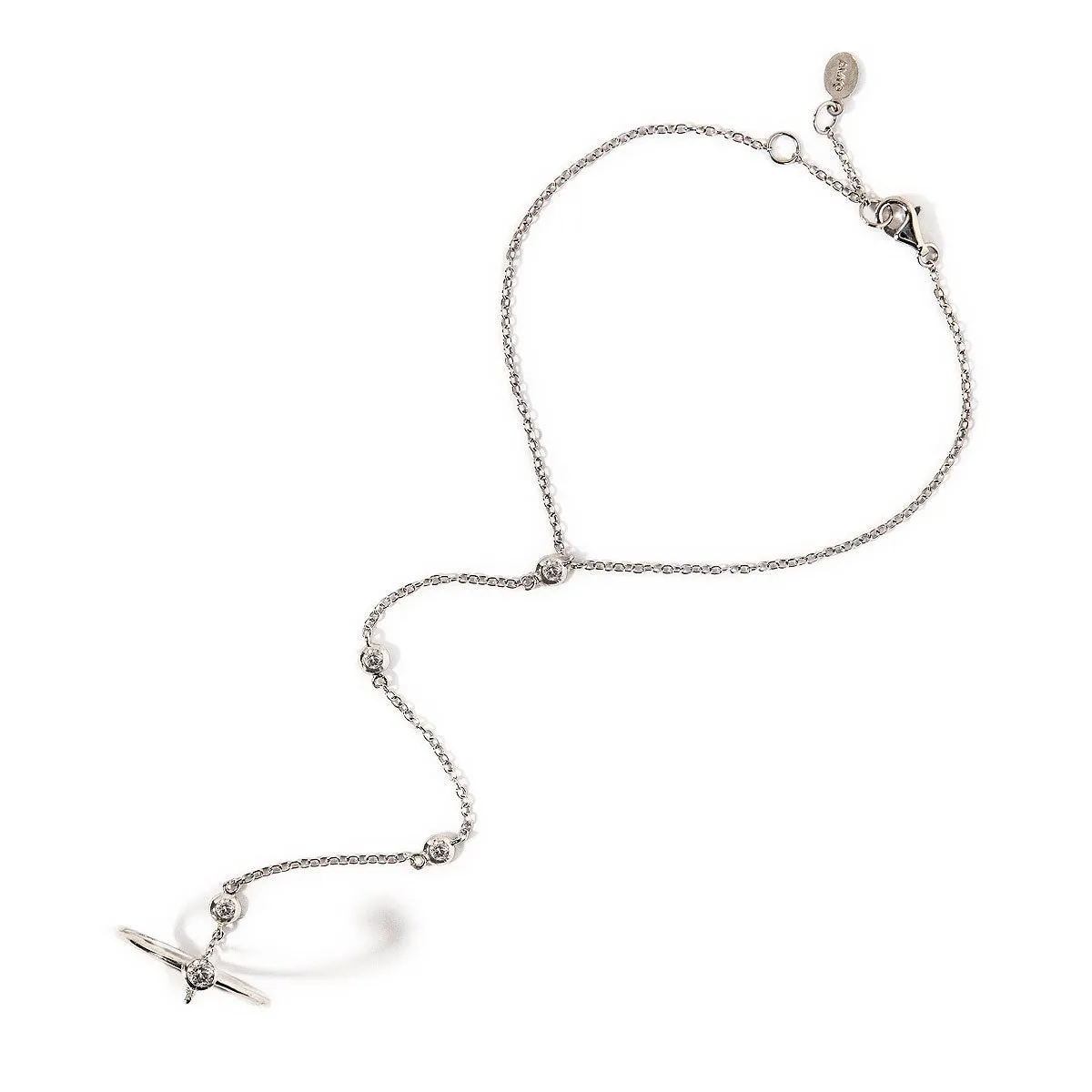 Crystal Pav Ring Handchain