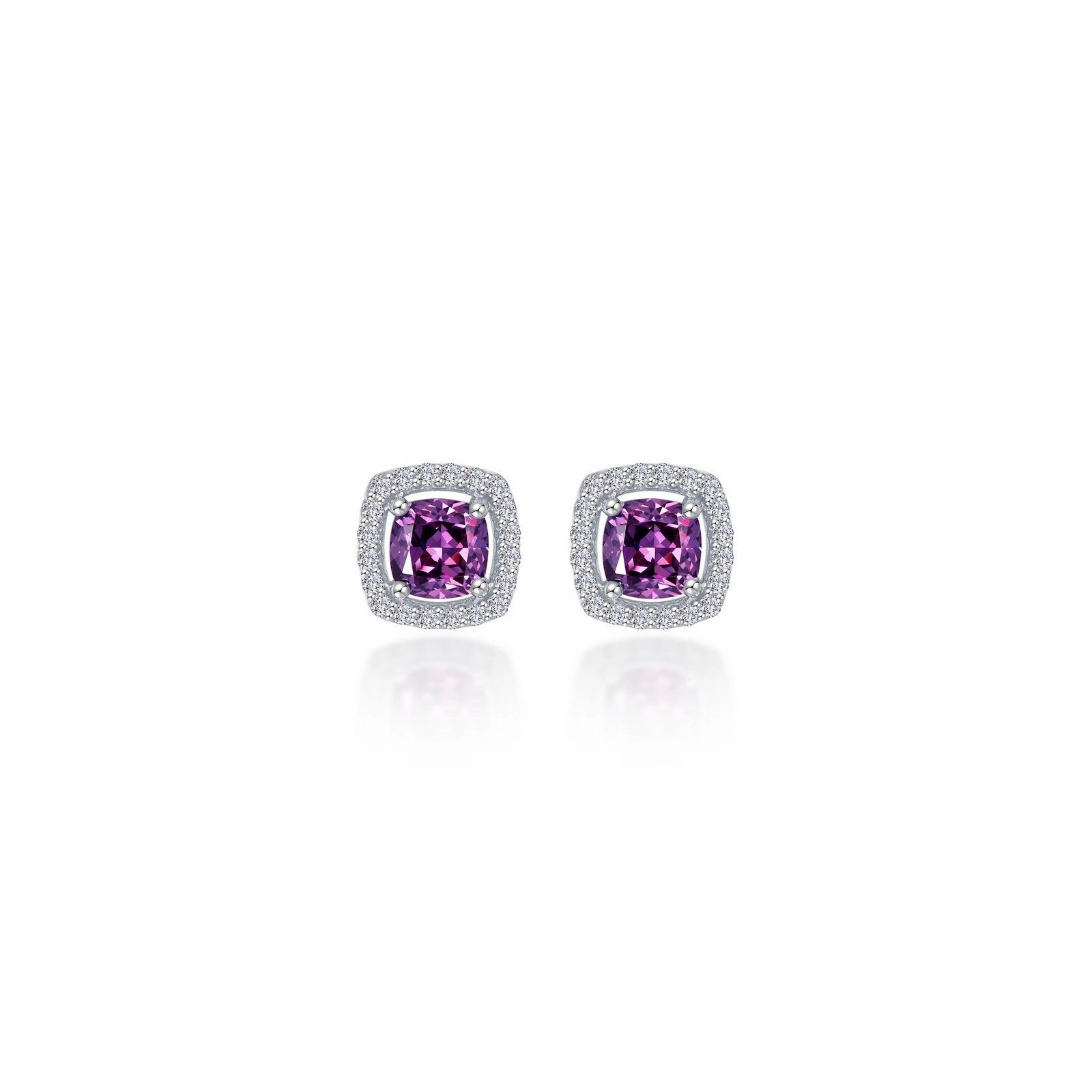 Cushion-Cut Halo Stud Earrings E0329AMP00