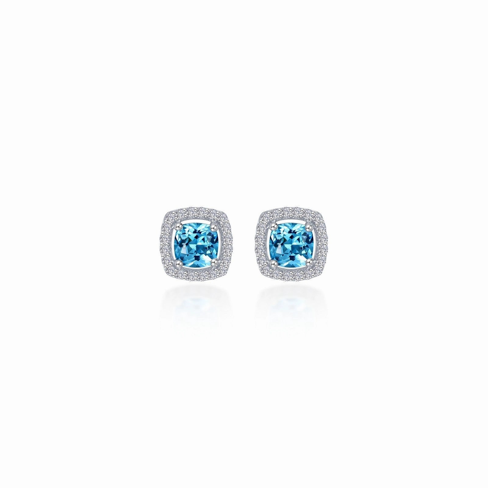 Cushion-Cut Halo Stud Earrings E0329BTP00