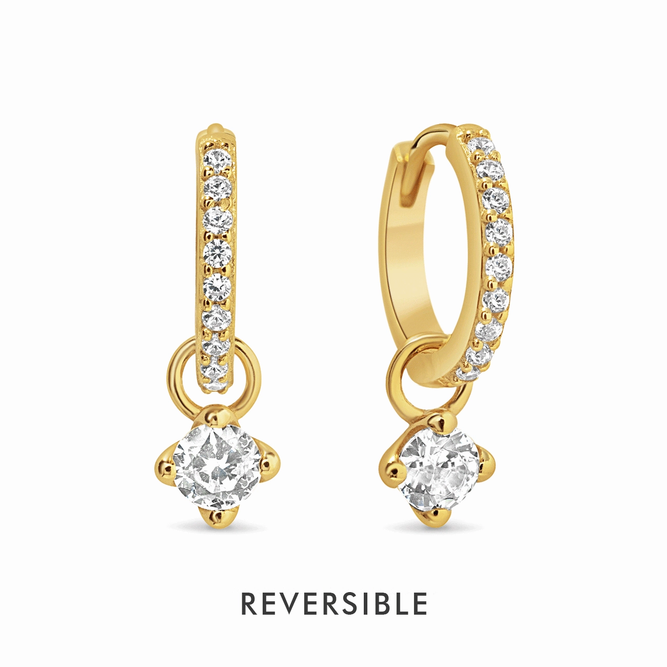Dangling Gemstone Pav Huggies