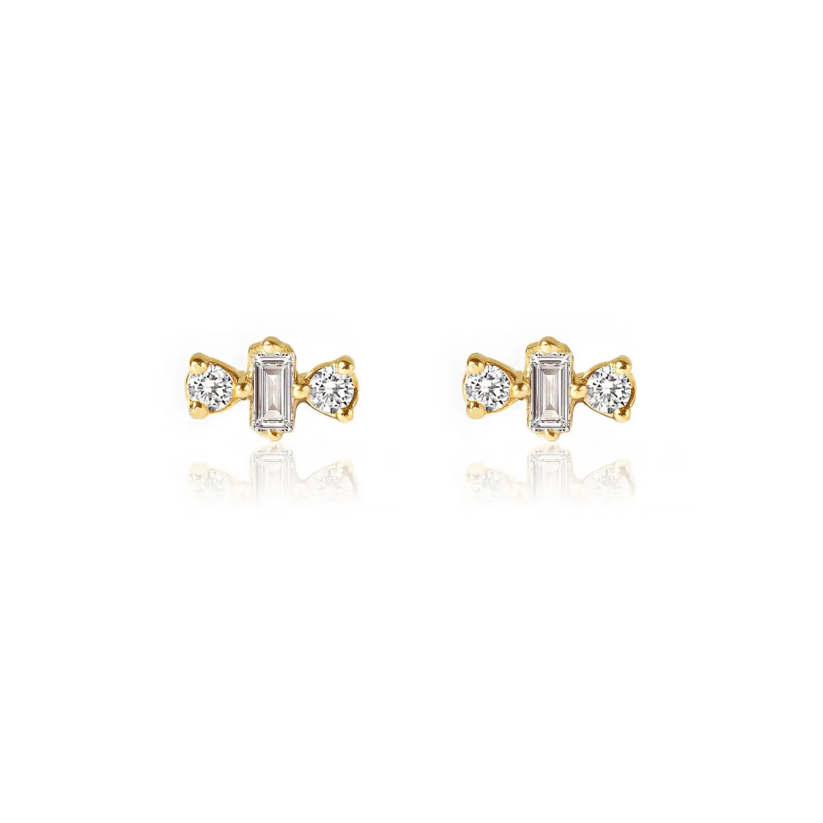 Diamond Baguette Triad Studs
