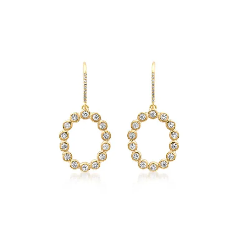 Diamond Bezel Open Oval Earrings