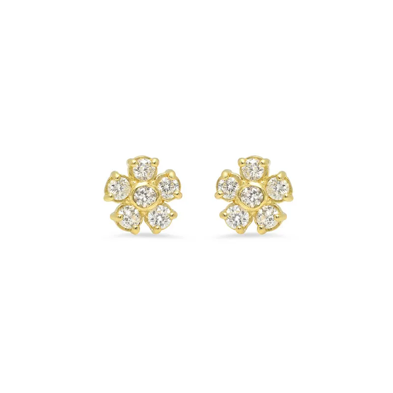 Diamond Flower Studs