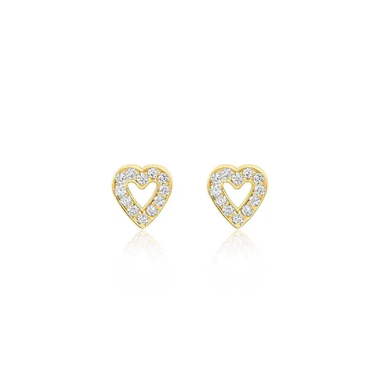 Diamond Mini Open Heart Studs