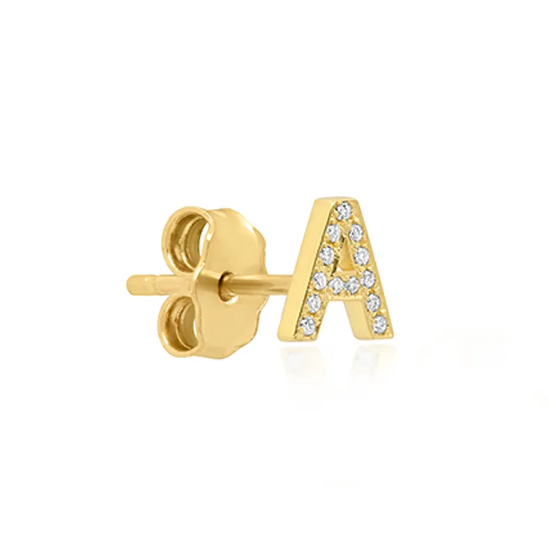 Diamond Mini Uppercase Letter Stud